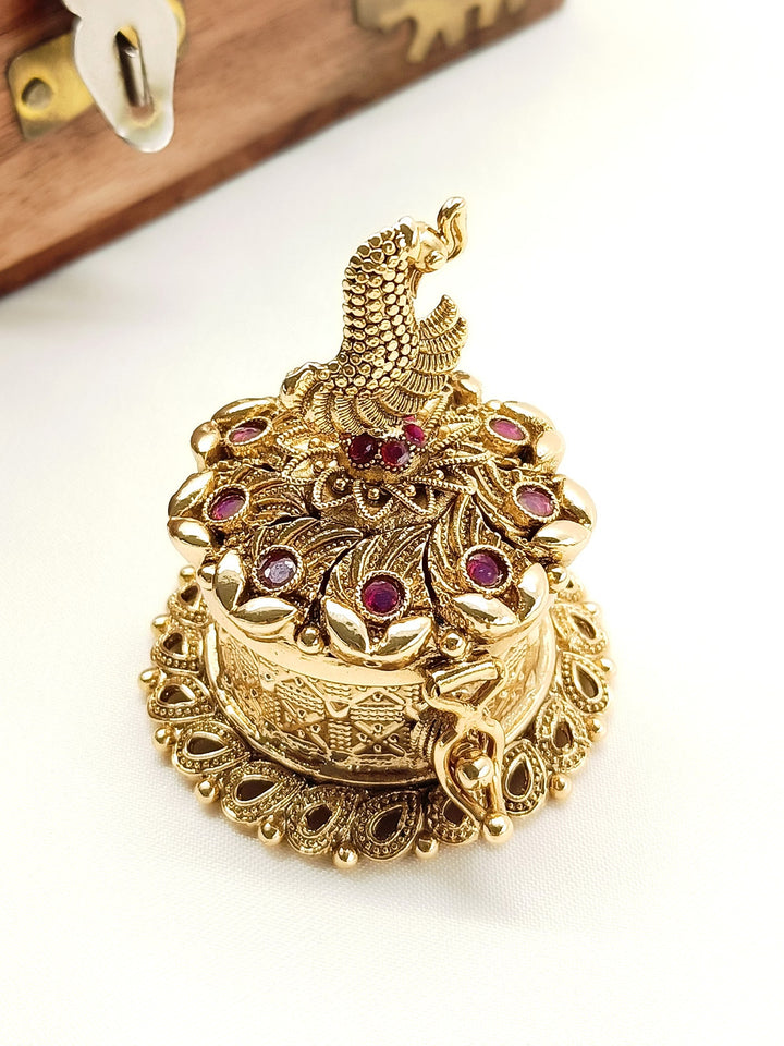 Pavitra Ruby Antique Temple Sindoor Dibbi - qivii