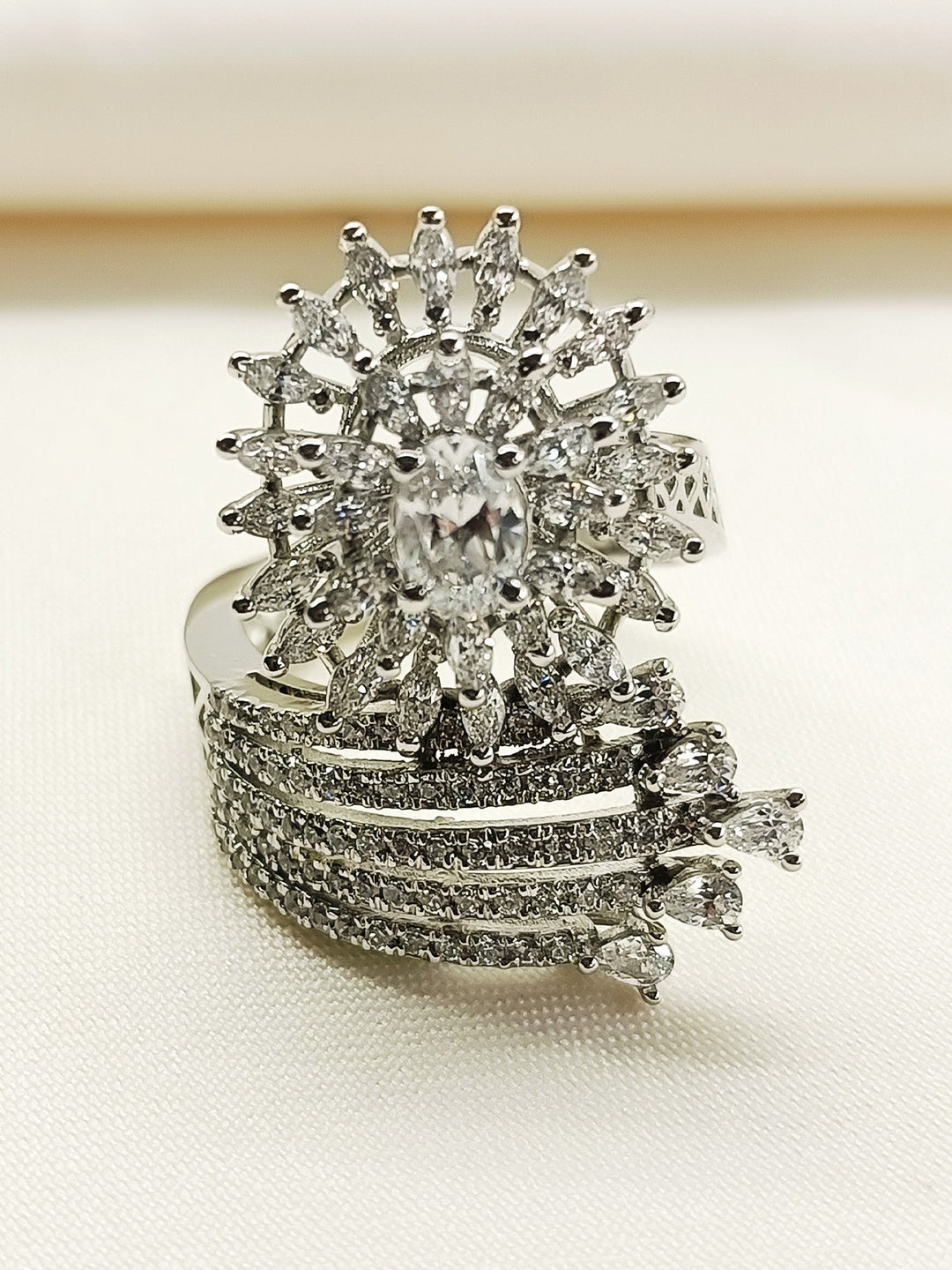 Wilma 92.5 Silver American Diamond Finger Ring - qivii