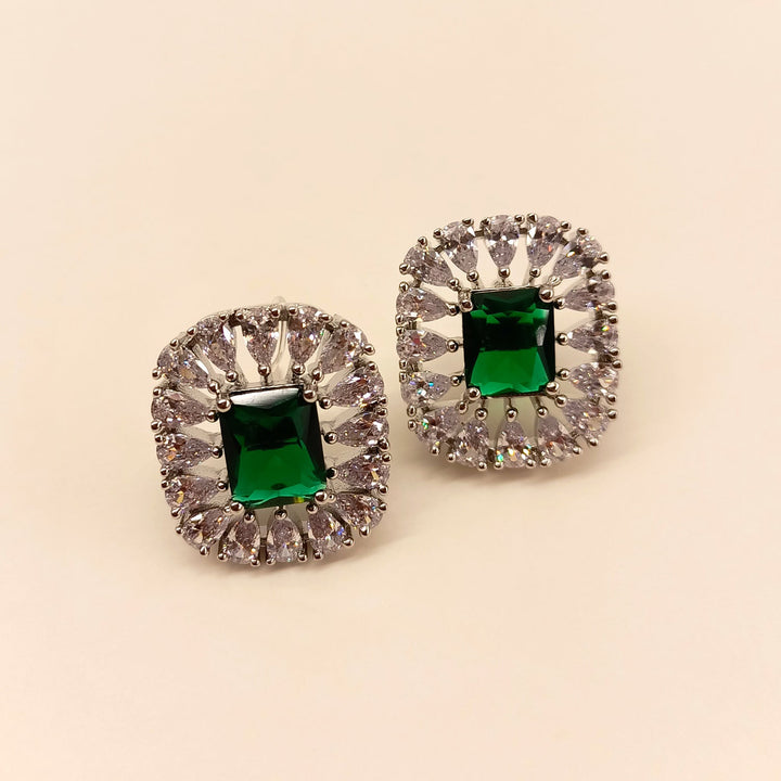 Trendy Silver Plated Tops with Green Emerald Stone for Women