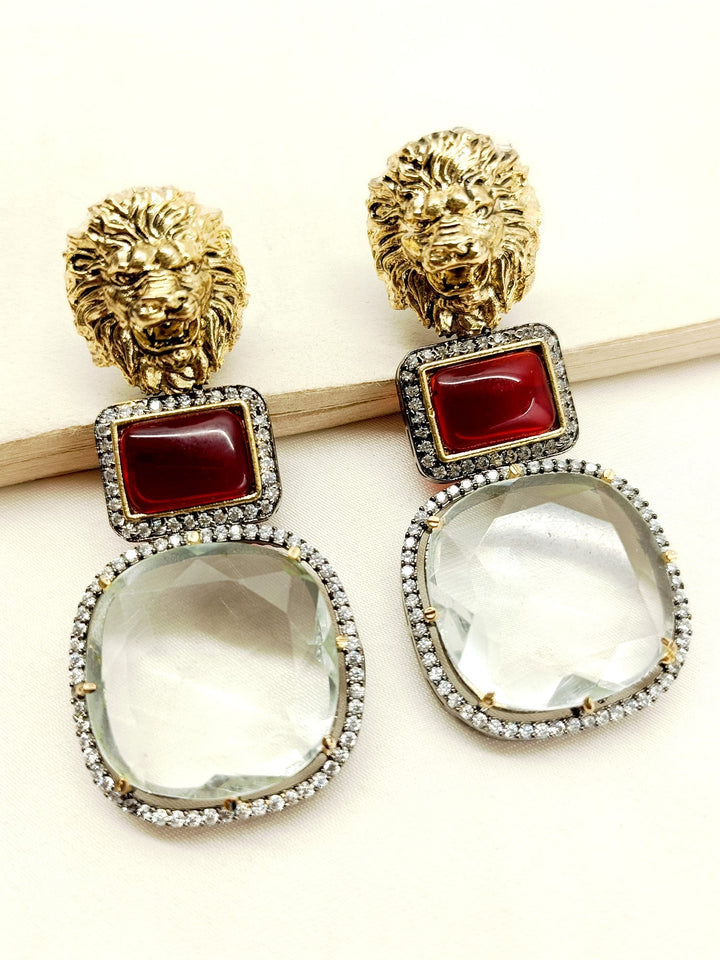 Kesri Maroon Victorian Earrings - qivii