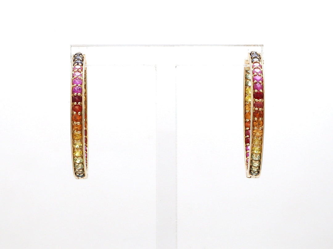 Rainbow Sapphire 2MM Hoops - qivii