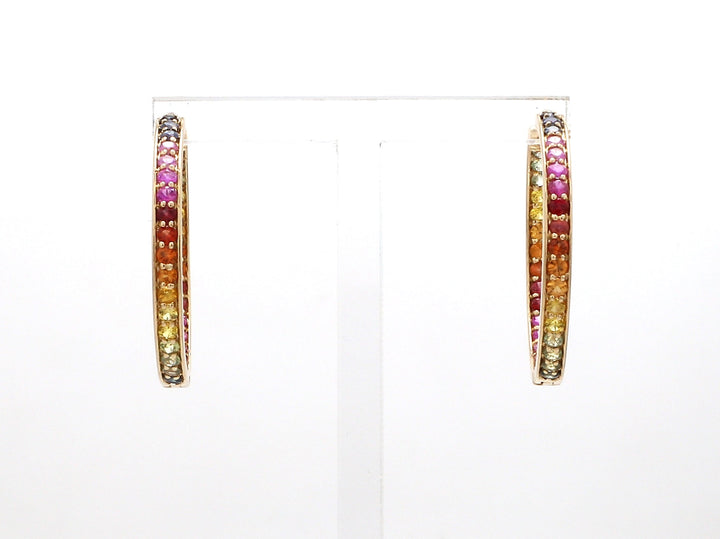 Rainbow Sapphire 2MM Hoops - qivii