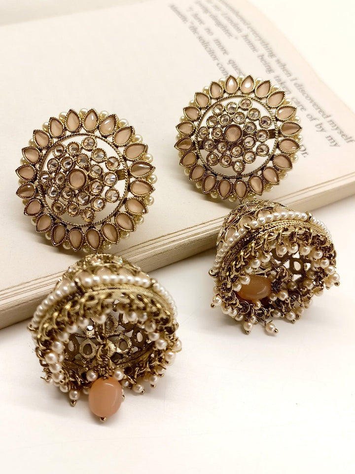 Stephanie Peach Polki Jhumki - qivii