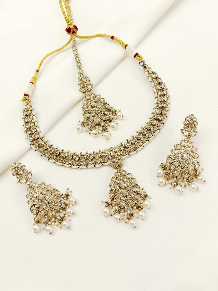 Raghvati Copper Polki Necklace Set - qivii