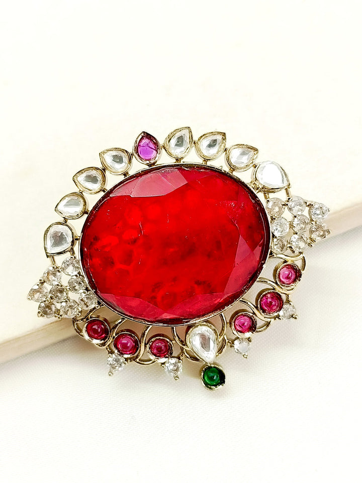 Maanas Ruby Men's Brooch - qivii