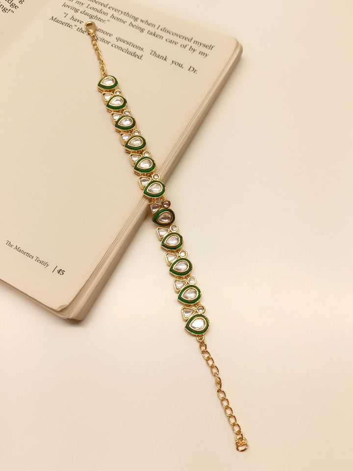 Faith Green Kundan Bracelet - qivii