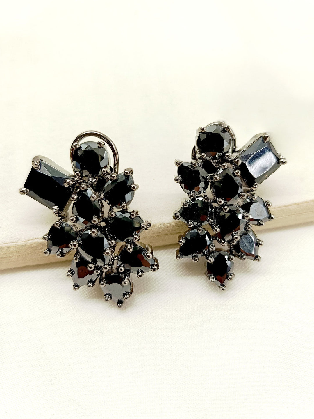 Yaminah Black Victorian Tops with lace trim and high neckline