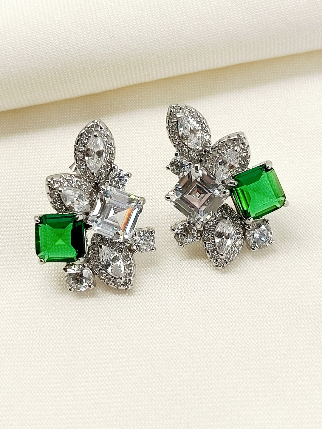 Iifaya Green 92.5 Silver Swarovski Stone Tops - qivii