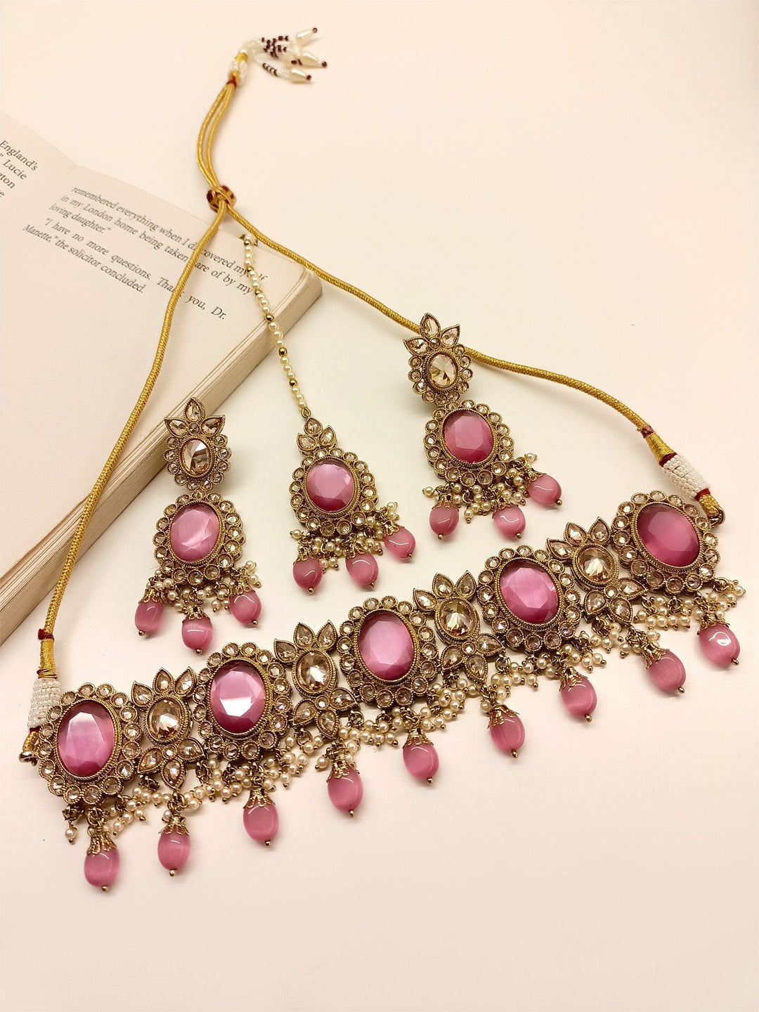 Zeenat Pink Polki Choker Set, Timeless Yet On-trend Accessory