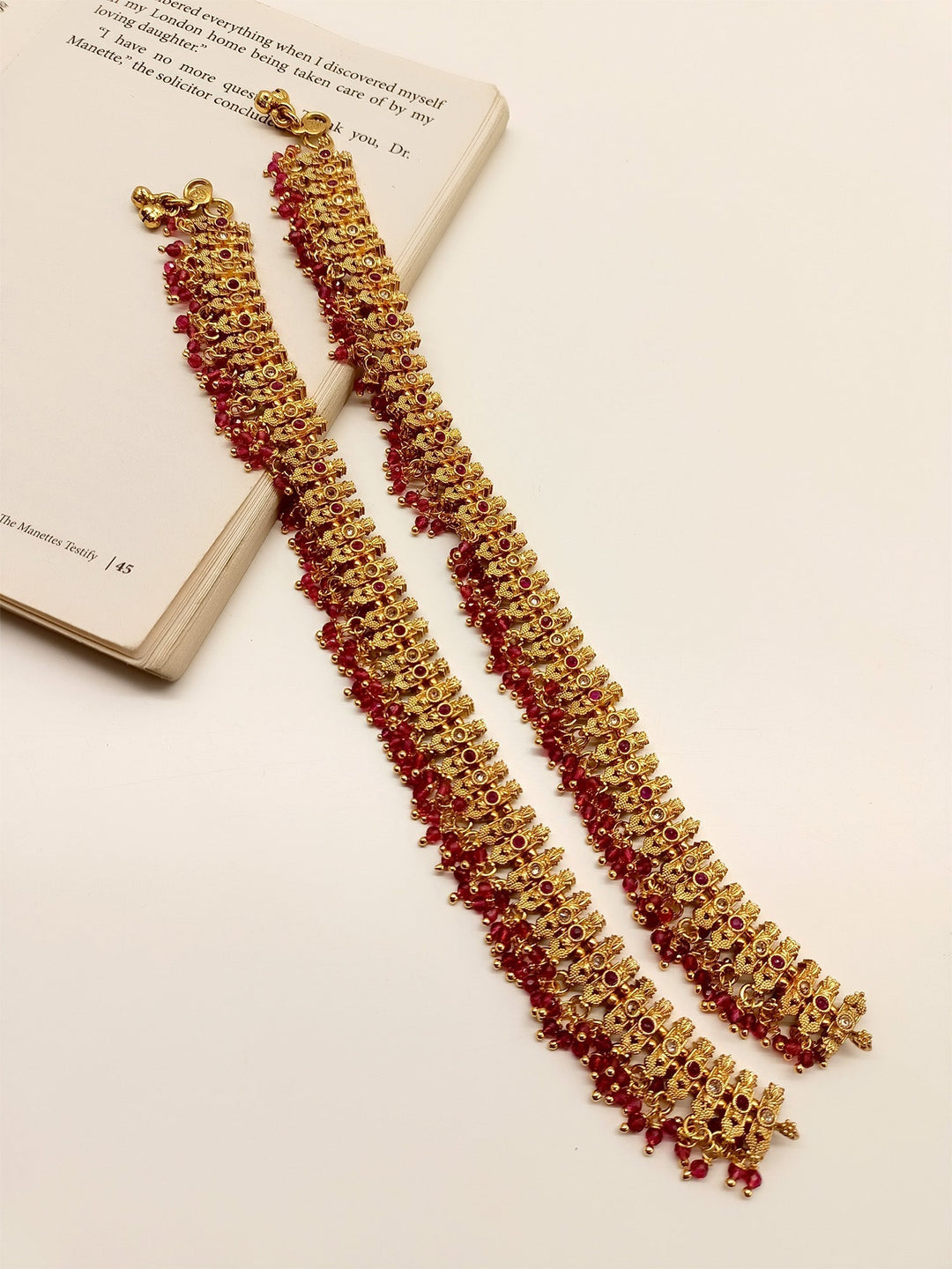 Monica Rose Pink Antique Anklet - qivii