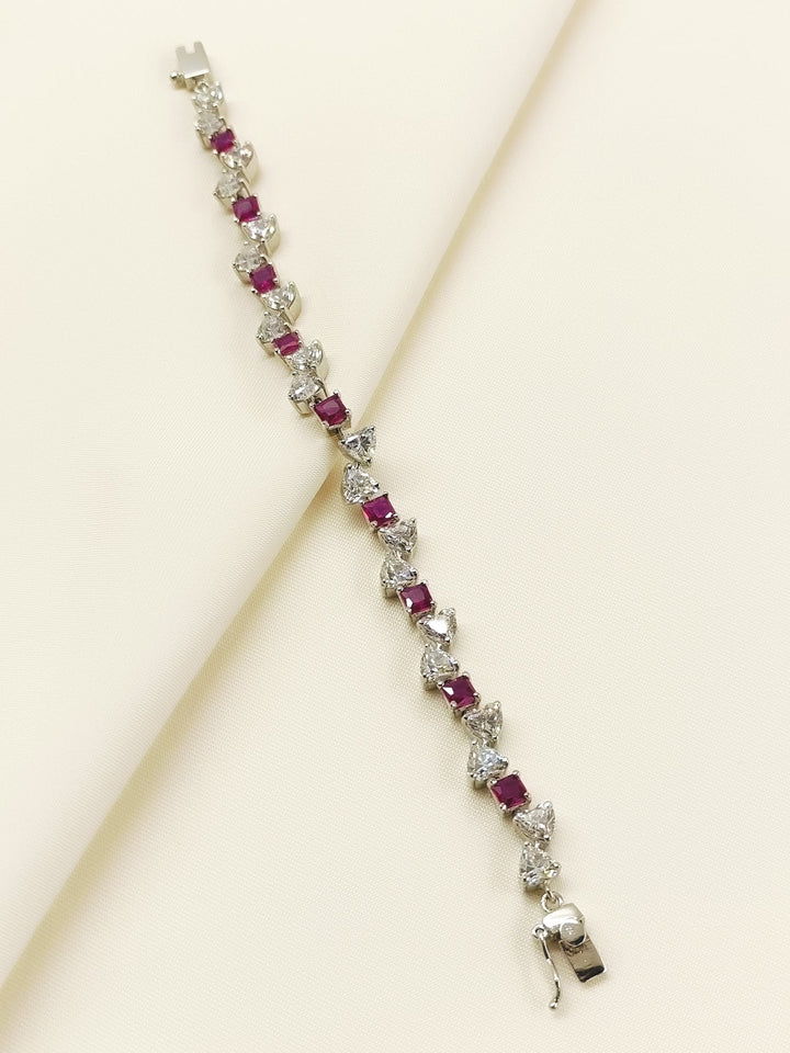 Doyel Ruby 92.5 Silver Swarovski Stone Bracelet - qivii