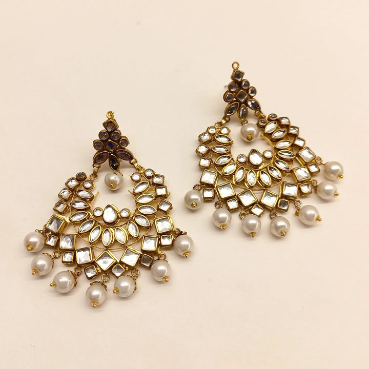 Samreen Big Pearl Kundan Earrings - qivii
