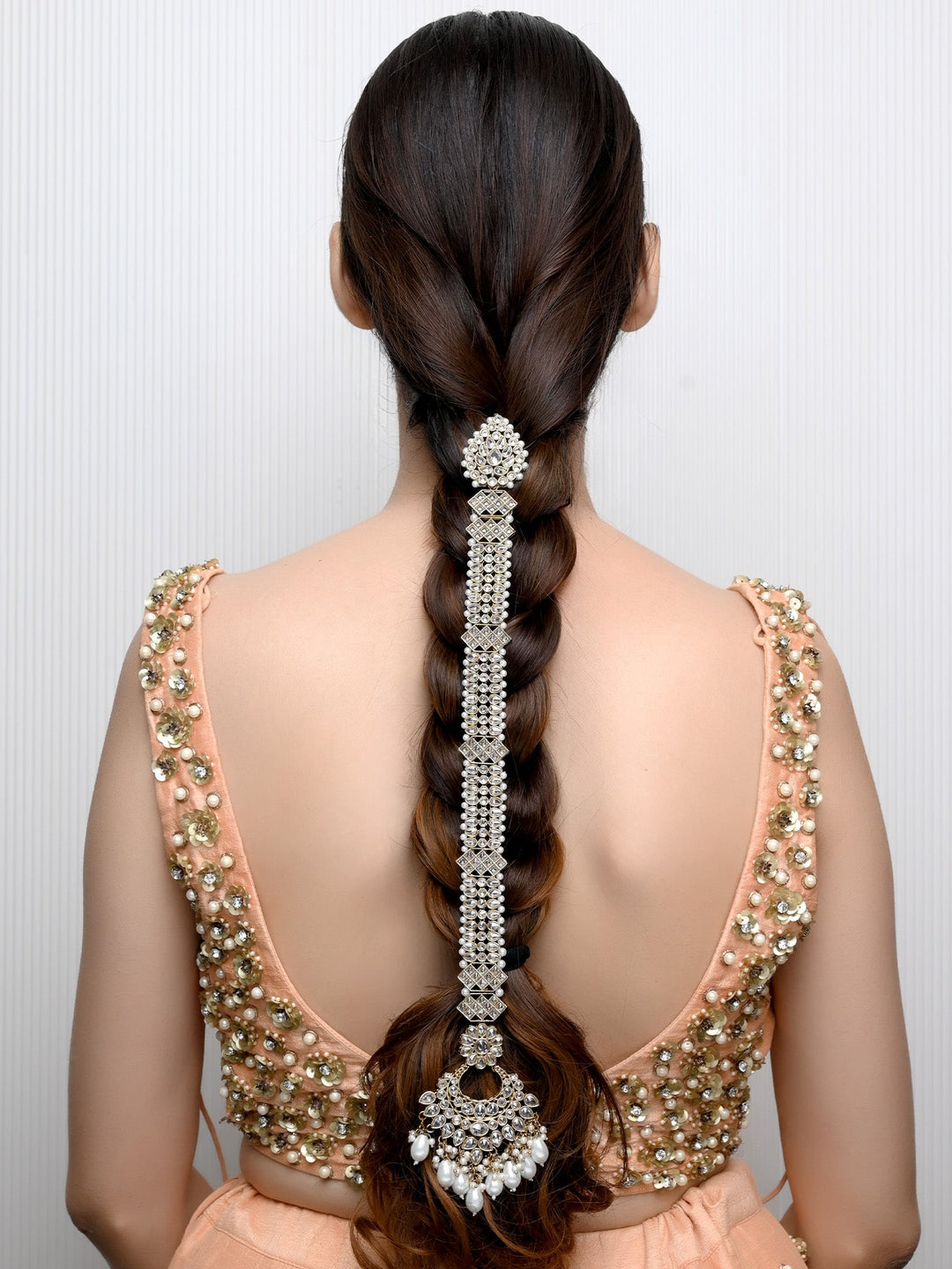 Ishika White Braid Accessories In Polki - qivii