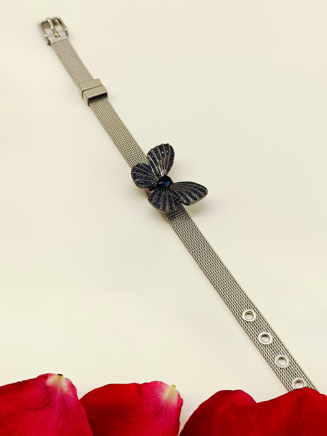 KT Blue Sapphire Butterfly Shape Victorian Bracelet - qivii