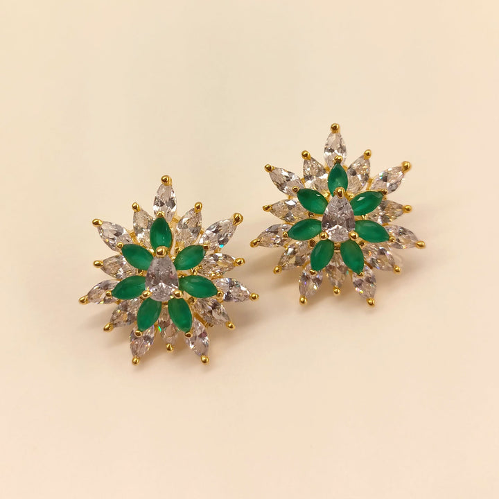 Ruchita American Diamond Green Emerald Tops with sparkling emerald stones and elegant design