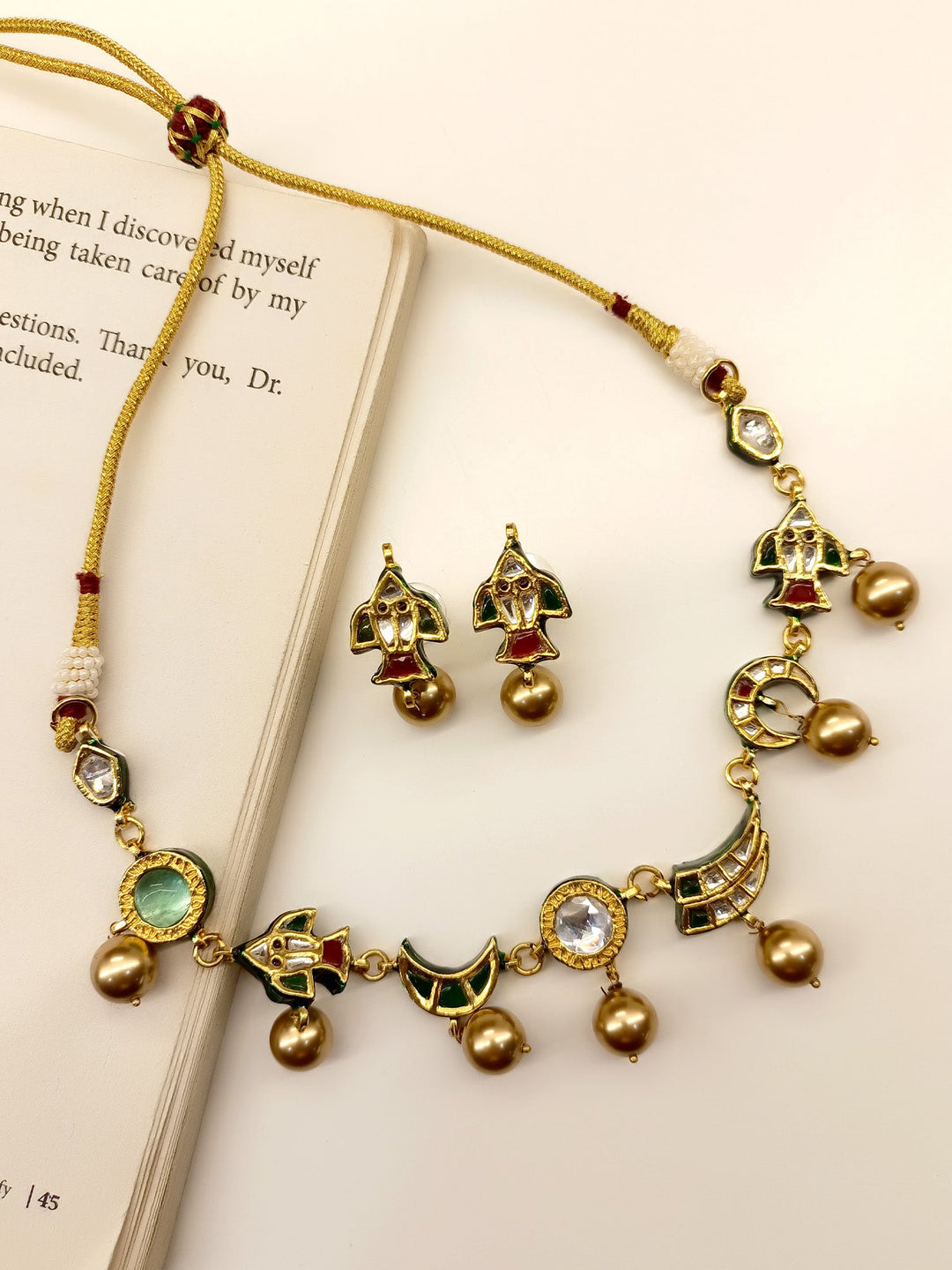 Zoe Multi Colour Kundan Necklace Set - qivii