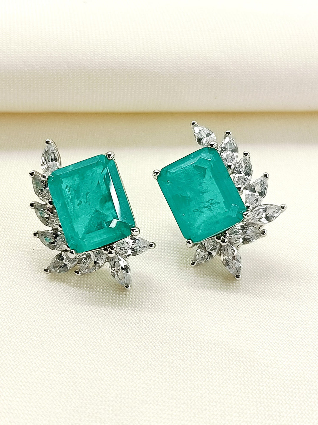 Bess Green 92.5 Silver Swarovski Stone Tops - qivii