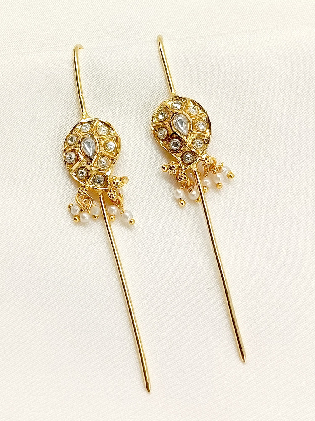 Peahan White Gold Plated Kundan Ear Cuff [ Price is for Pair ] - qivii