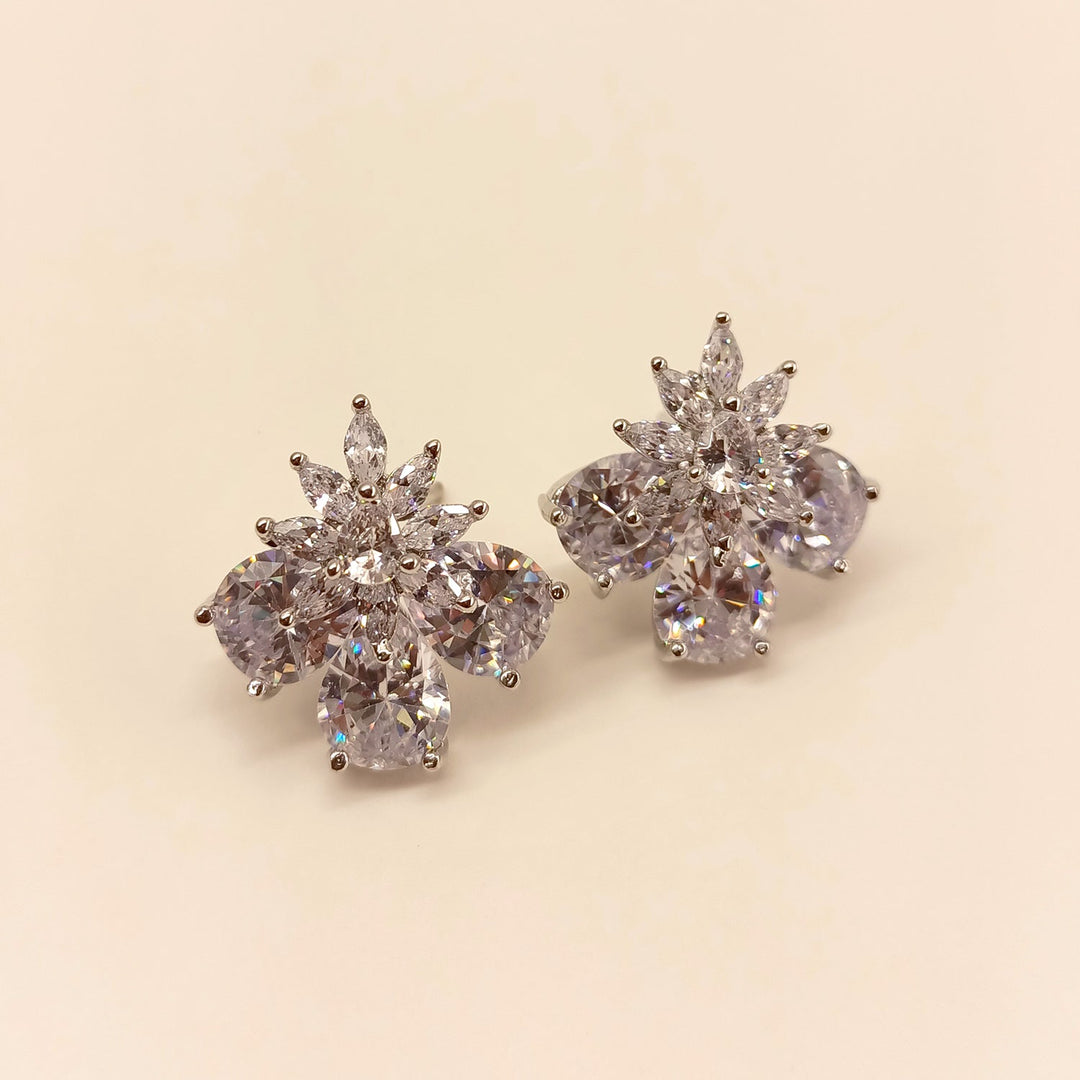 Fashionable Revati American Diamond Silver Tops with Aqua Stone