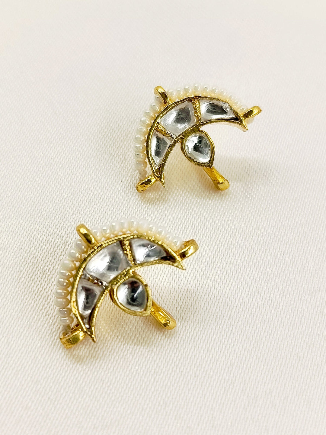 Juliya Small White Gold Plated Kundan Ear Cuff [ Price is for Pair ] - qivii