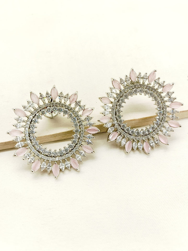 Kanchan Baby Pink American Diamond Silver Plated Tops - qivii