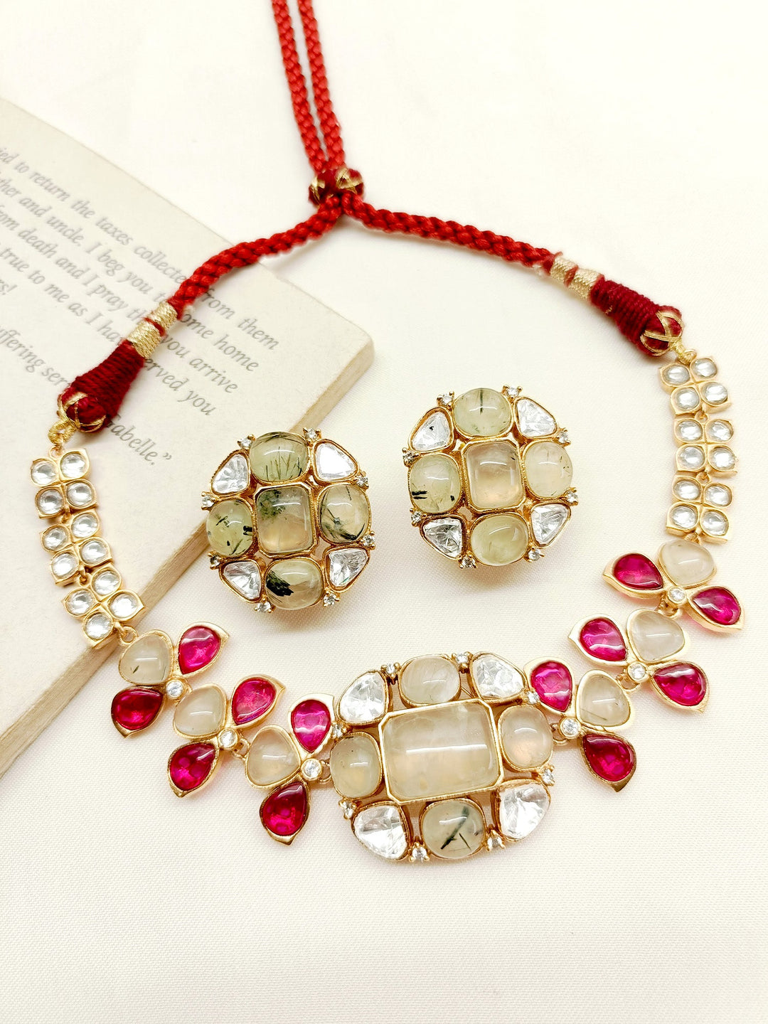 Shubhangi Multi Colour Kundan Choker Set - qivii