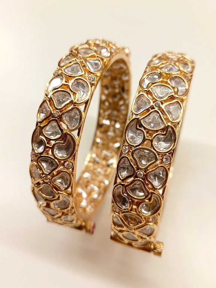 Lubna White Kundan Kada Set Of 2 - qivii