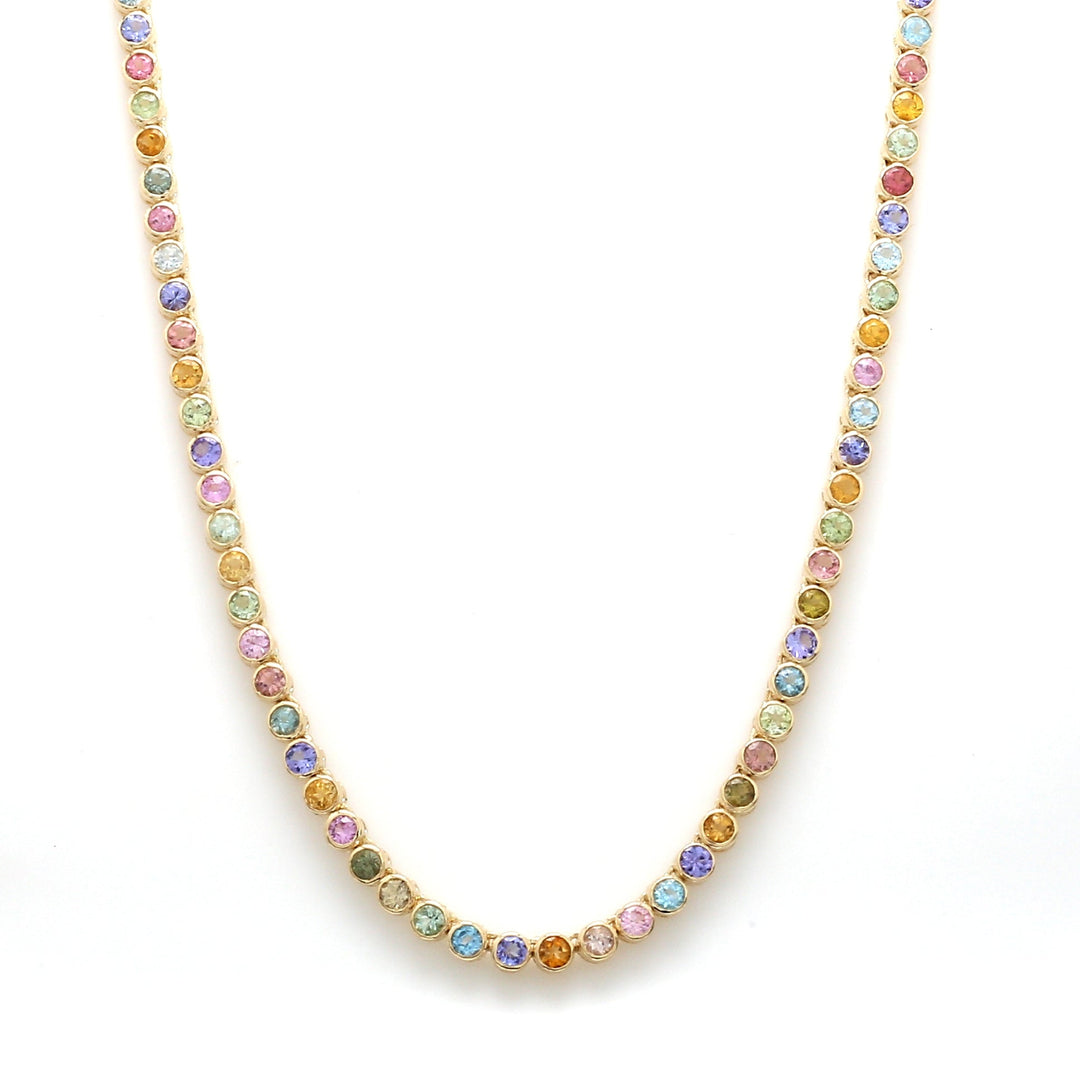 Rainbow Pastel Colors Tennis Necklace - qivii