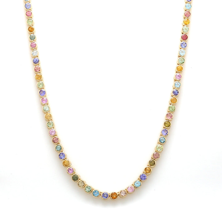 Rainbow Pastel Colors Tennis Necklace - qivii