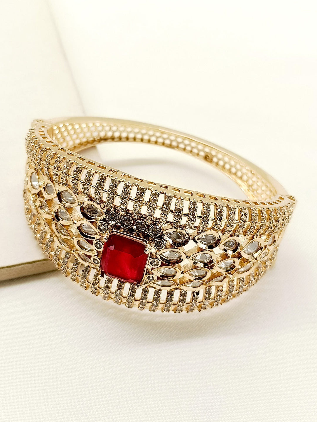 Harper Ruby Kundan Bracelet - qivii