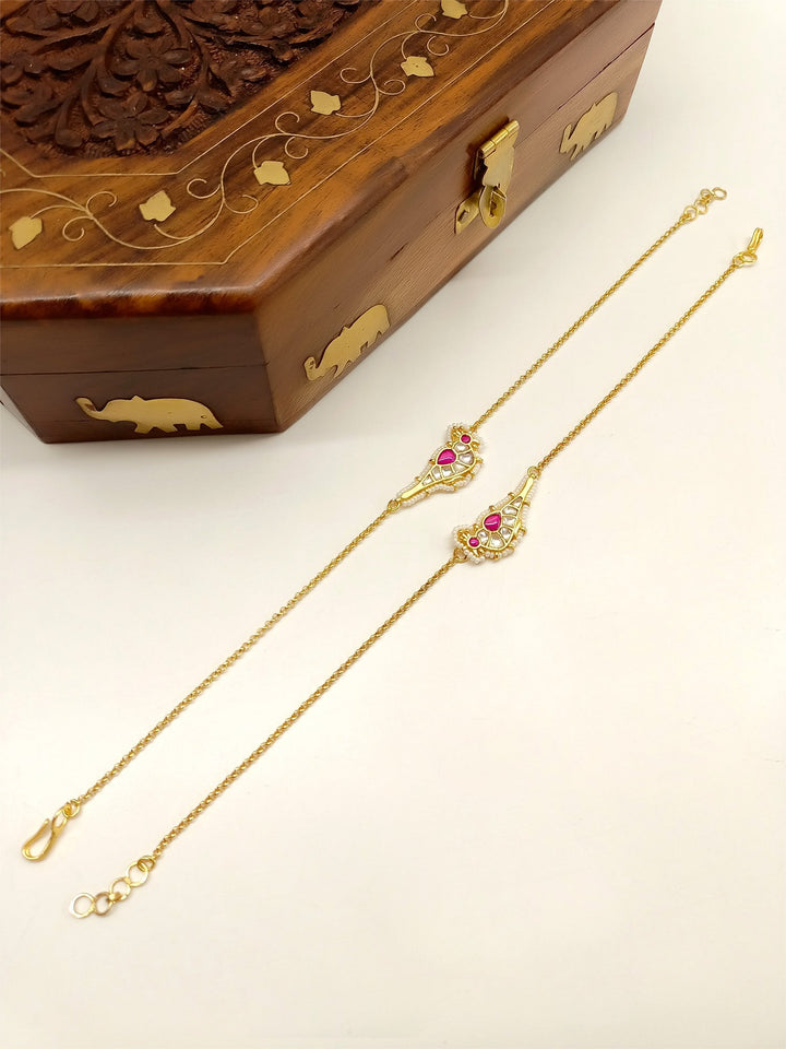 Mehtabh Rani Bird Kundan Anklet - qivii