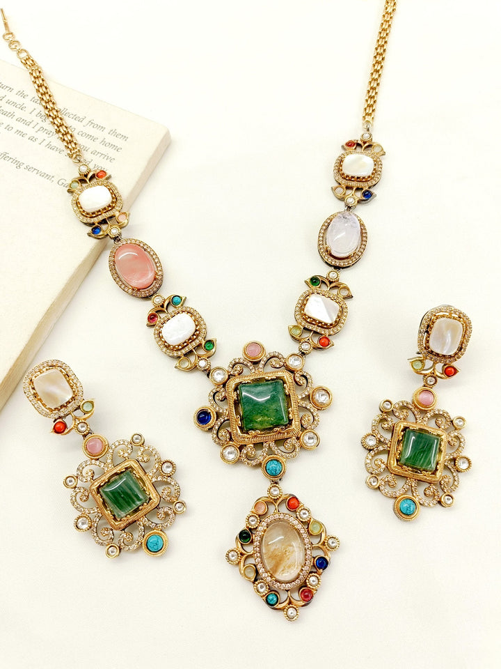 Vivian Multi Colour Boutique Necklace Set - qivii