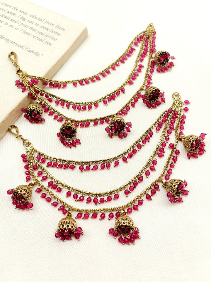 Veera Majenta Traditional Ear Chain - qivii