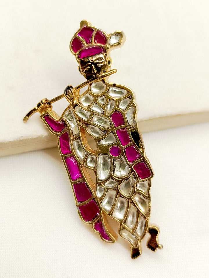 Indu Ruby Krishna Ji Brooch - qivii