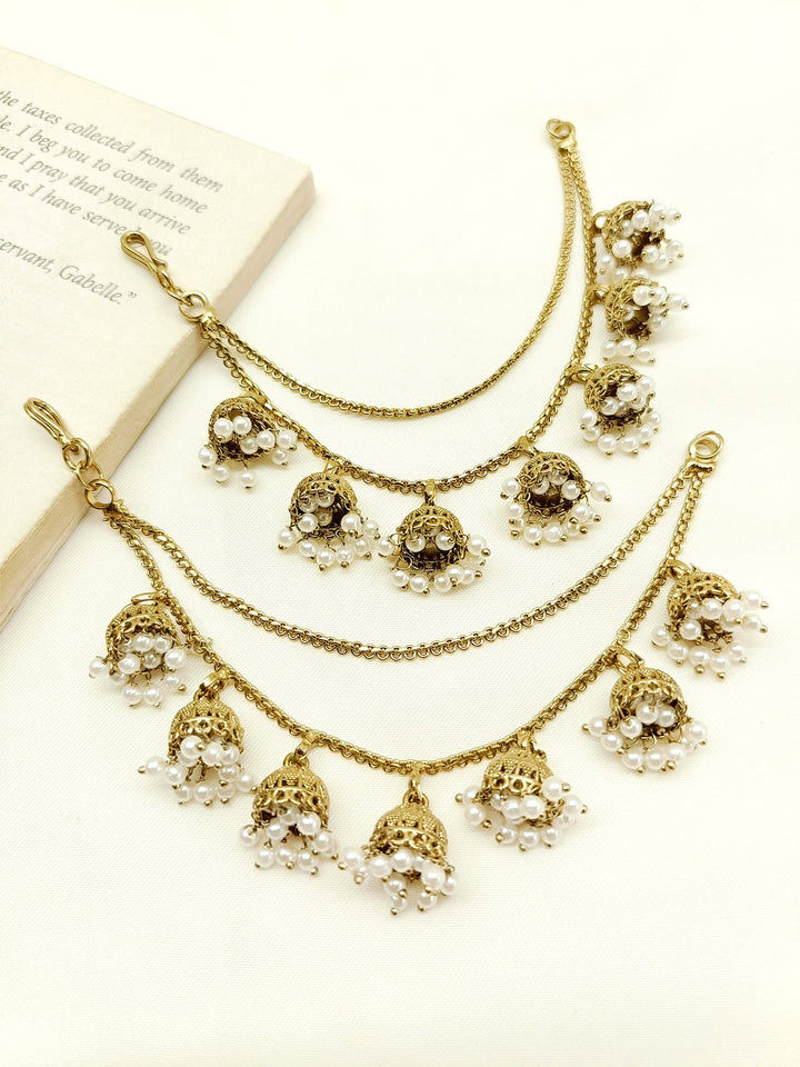 Maniya Cream Traditional Ear Chain - qivii