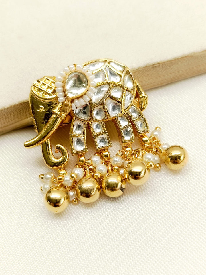 Ruhani White Elephant Brooch - qivii