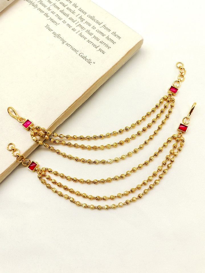 Vidushi Ruby Traditional Ear Chain - qivii