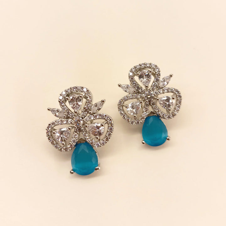 Beautiful Brass Metal Silver Plated Tops with Blue Stone