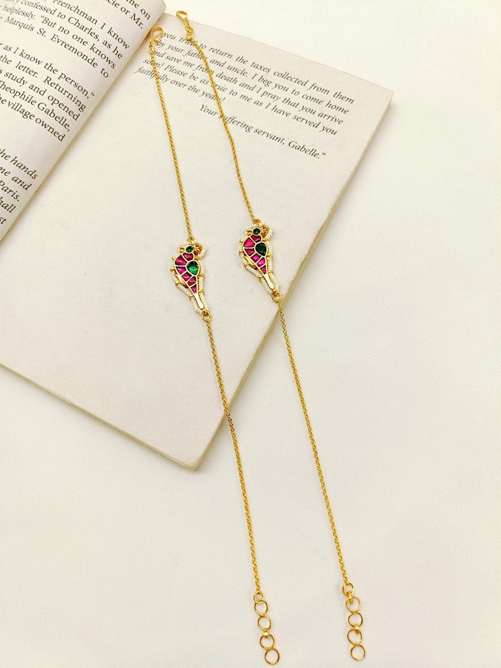 Sahini R & G Bird Kundan Anklet - qivii