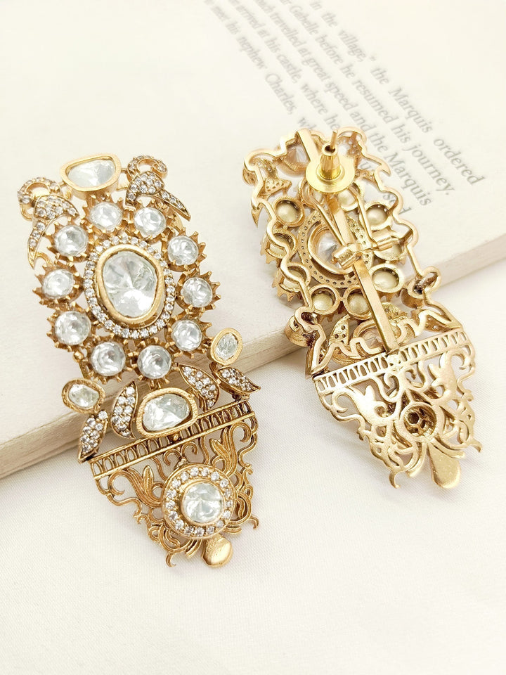 Pankhudi White Kundan Earrings - qivii