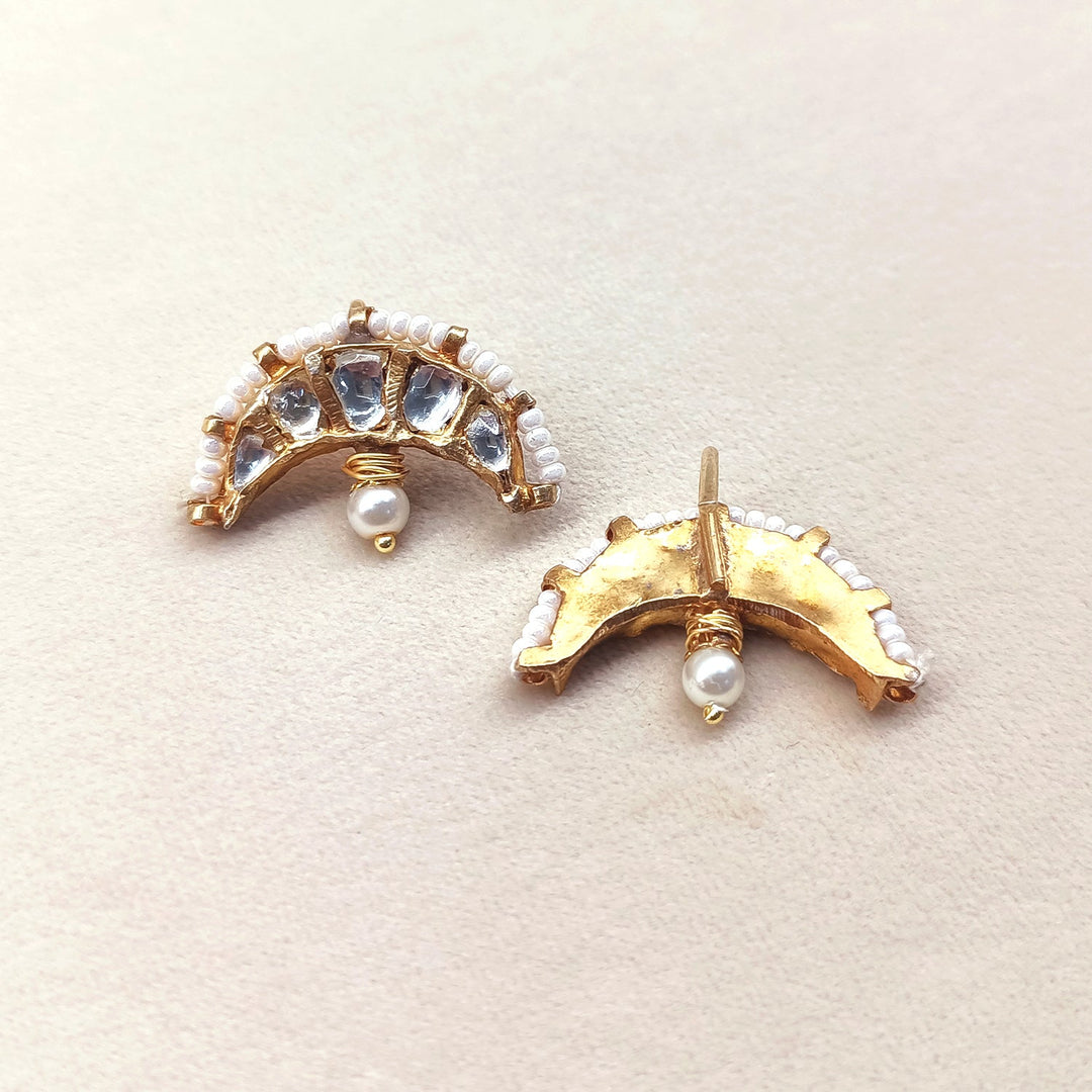 Bhavika Big White Gold Plated Kundan Ear Cuff [ Price is for Pair ] - qivii