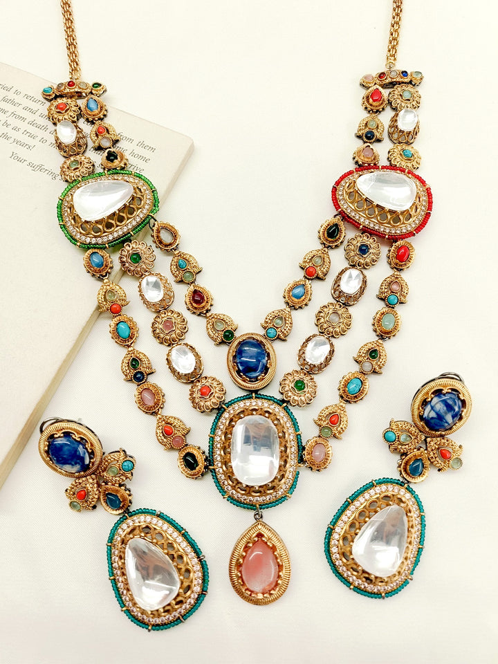 Navi Navaratna Victorian Necklace Set - qivii