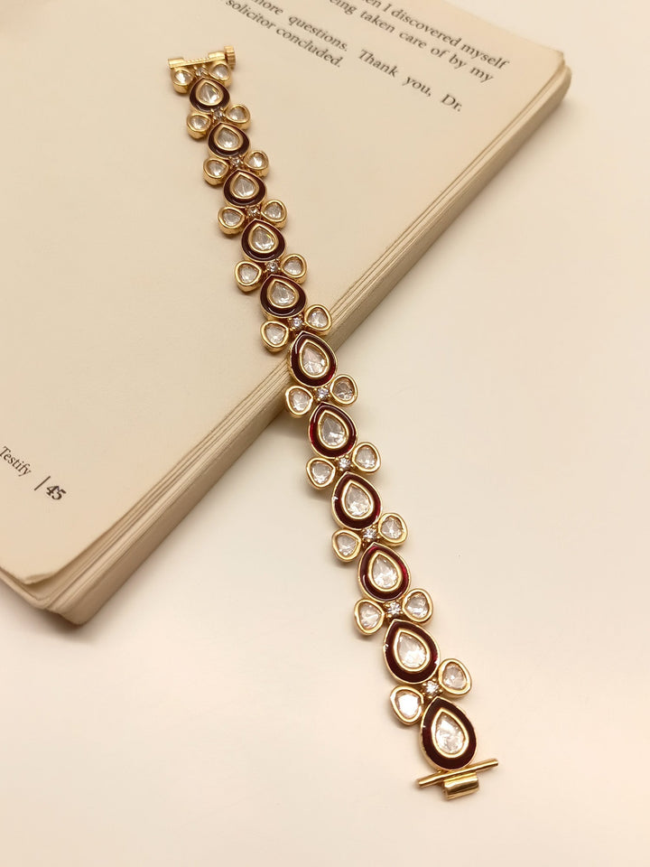 Emilia Maroon Kundan Bracelet - qivii