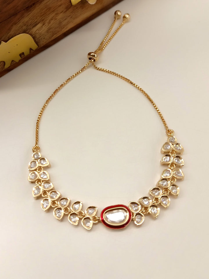 Calypso Delicate Red Kundan Bracelet - qivii