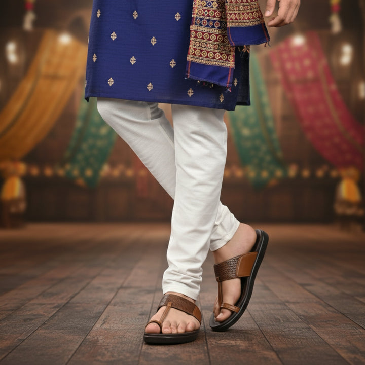 FRANKY GS5 Men's TAN Chappal/Flip flop/Slipper Chakhdi Style Chappal/Slipper Extra Soft Chappal/Slipper/ Ethnic Wear Leather Navratri Fashion Footwear. - qivii