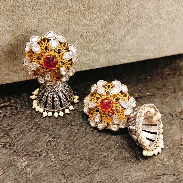  Beautiful silver and gold plated brass metal with kundan stones 