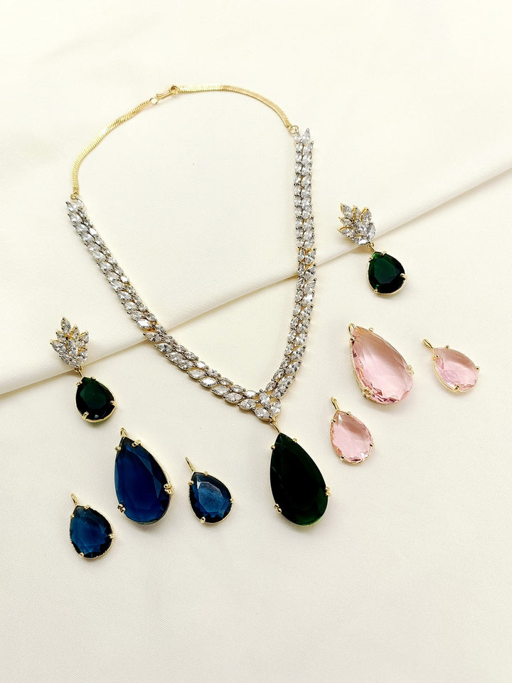 Tinsley Multi Colour American Diamond Necklace Set - qivii