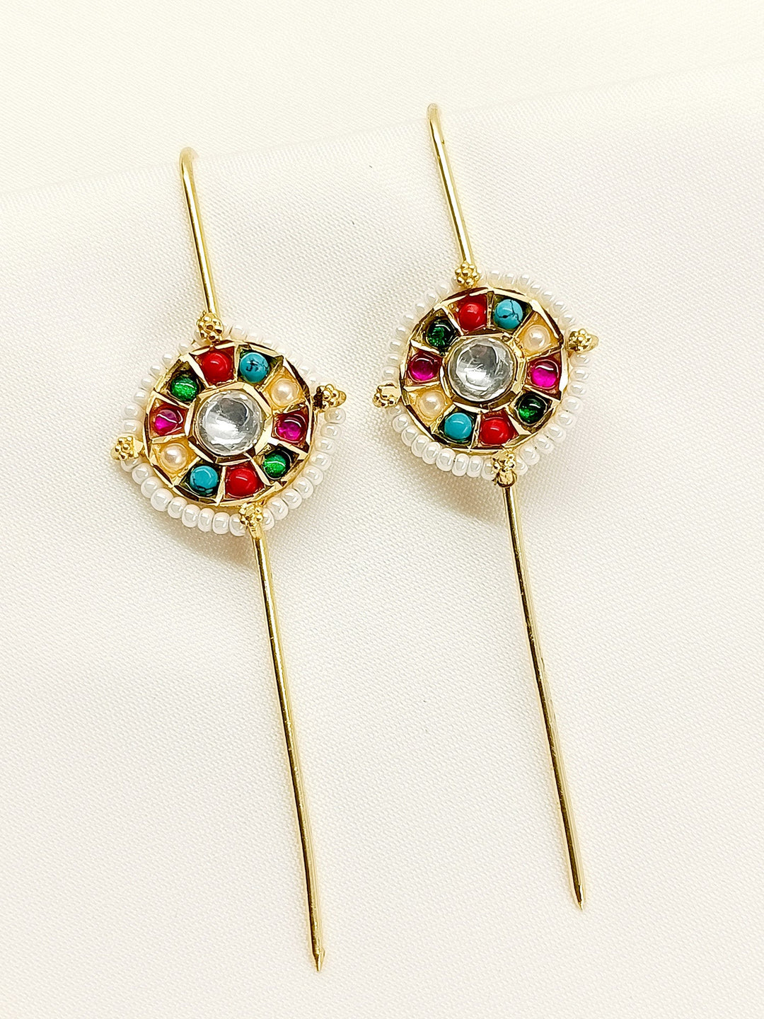 Nimrat Multi Colour Gold Plated Kundan Ear Cuff [ Price is for Pair ] - qivii