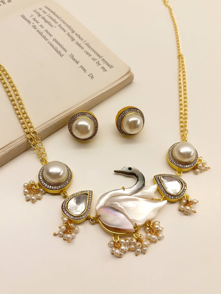 Unique Boutique Choker Set with Duck Motif and Pearl Finish