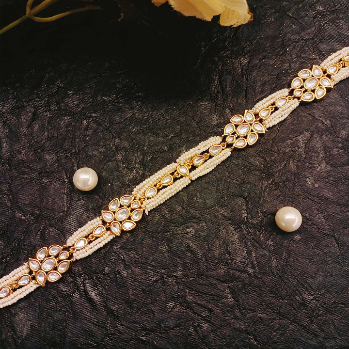 Shamita Pearls White Gold Plated Kundan Sheesh Phool - qivii